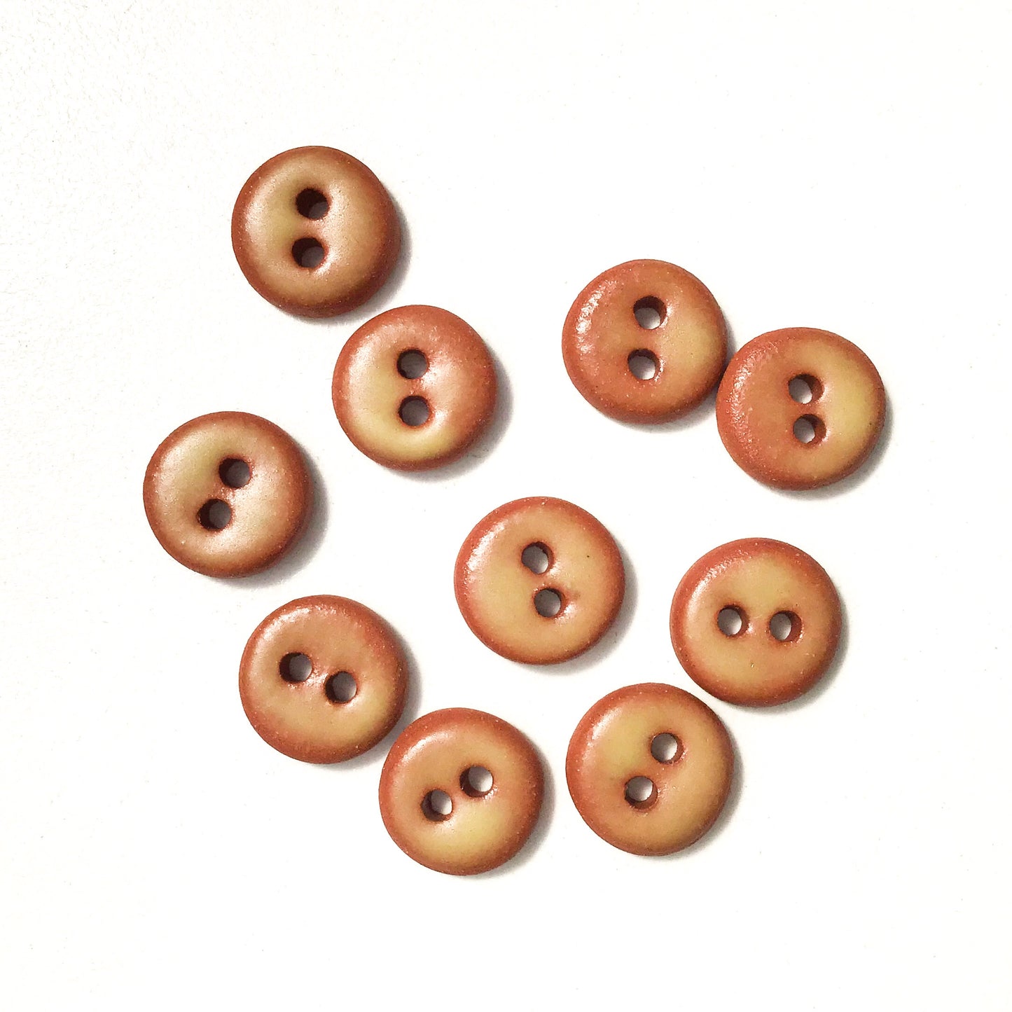 Golden Matte Ceramic Buttons - Hand Made Clay Buttons - 7/16" - 10 Pack