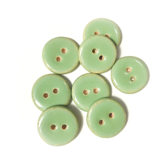 Mint Green Ceramic Buttons - Light Green Clay Buttons - 3/4" - 8 Pack