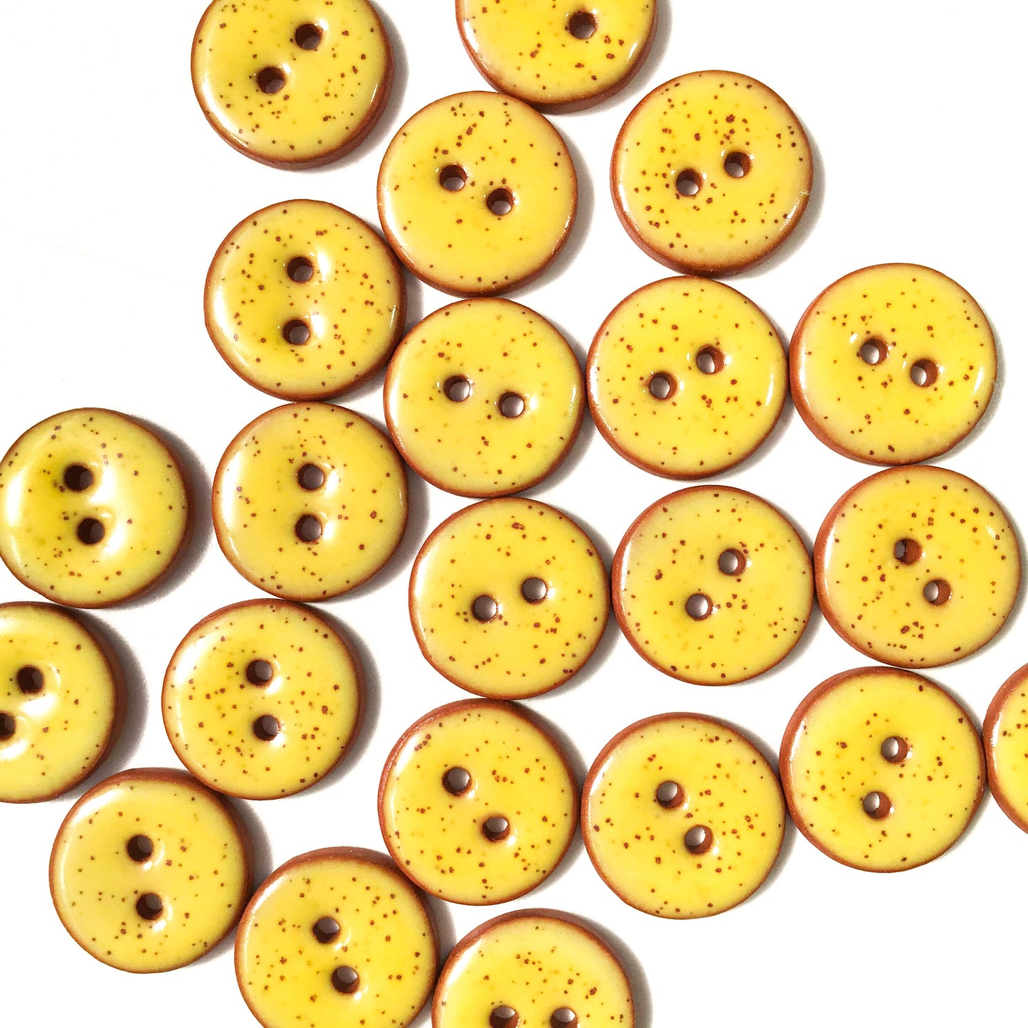 Speckled Bright Yellow Ceramic Button  3/4"