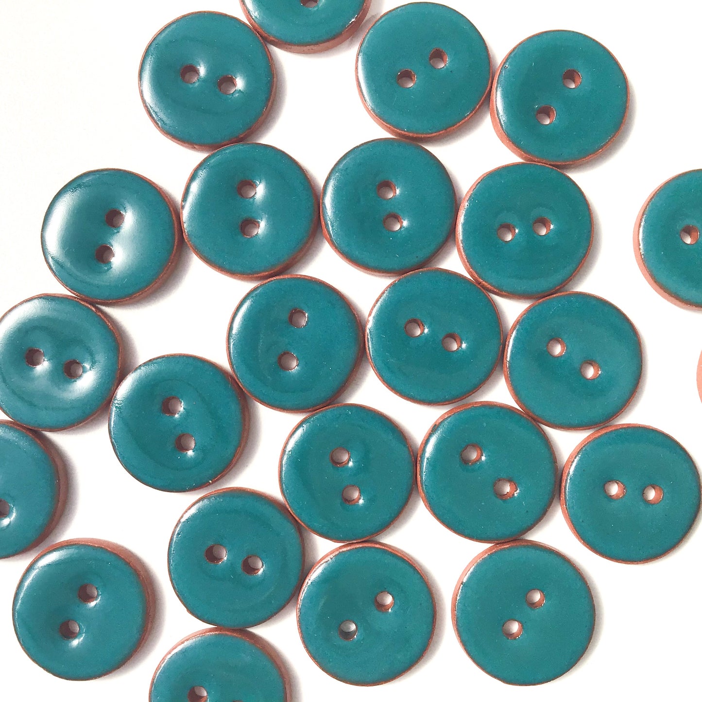 Teal Ceramic Buttons - Teal Pottery Buttons - 3/4"