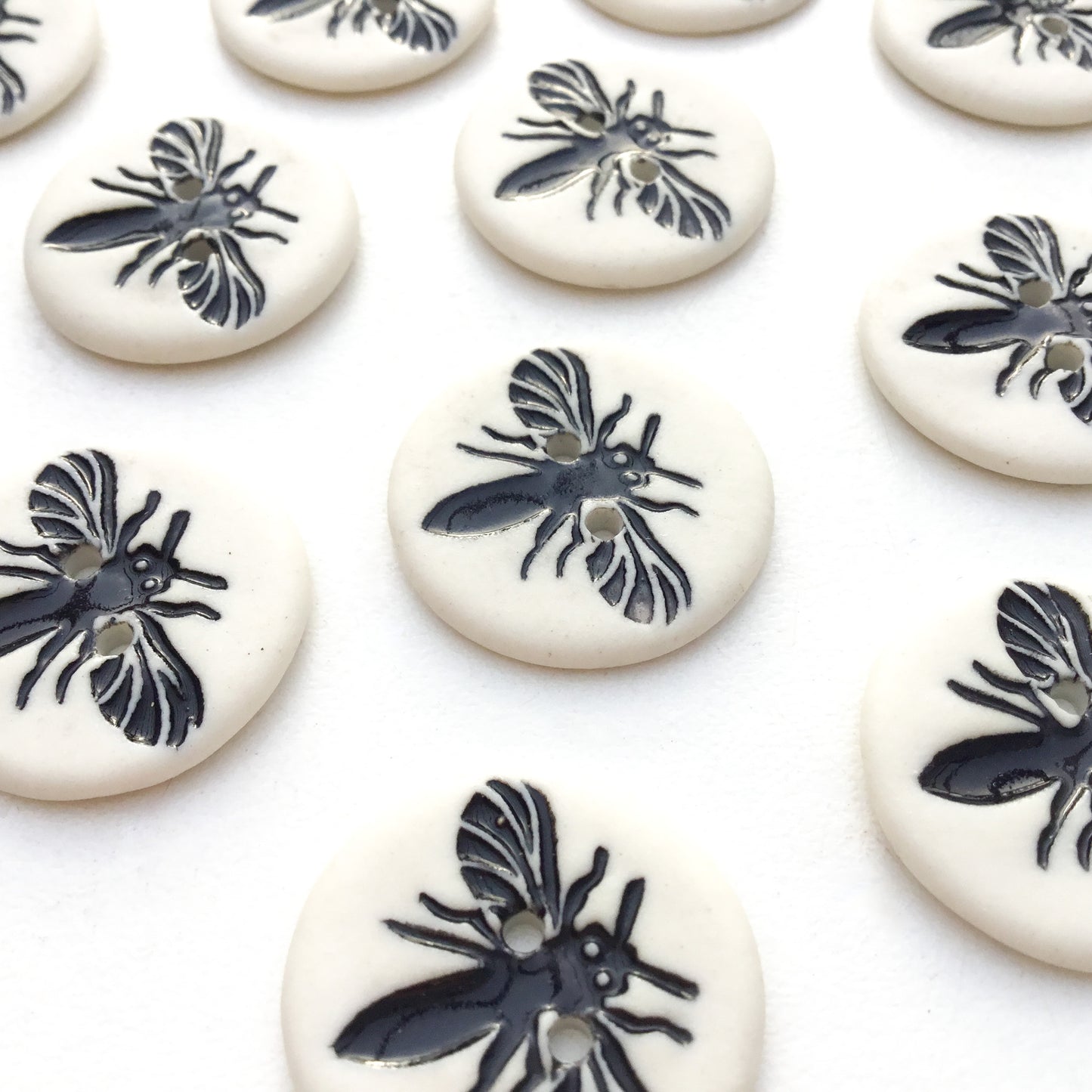 Porcelain Honeybee Buttons - 7/8"