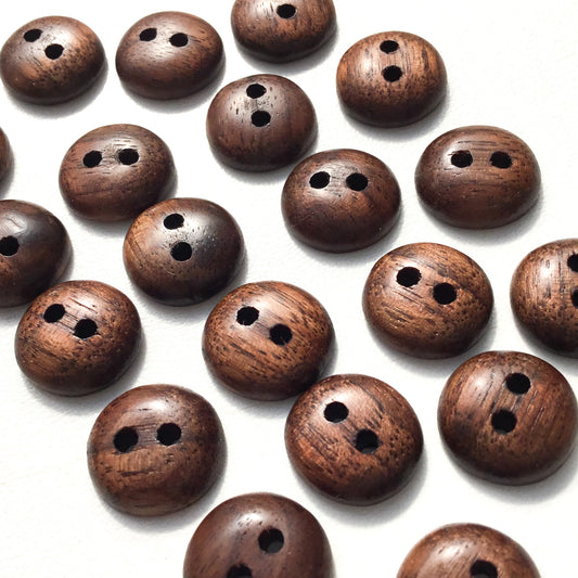Polished Black Walnut Wood Buttons - 1/2”