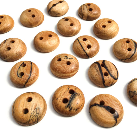 Polished Lightly Spalted American Elm Wood Buttons - 3/4”