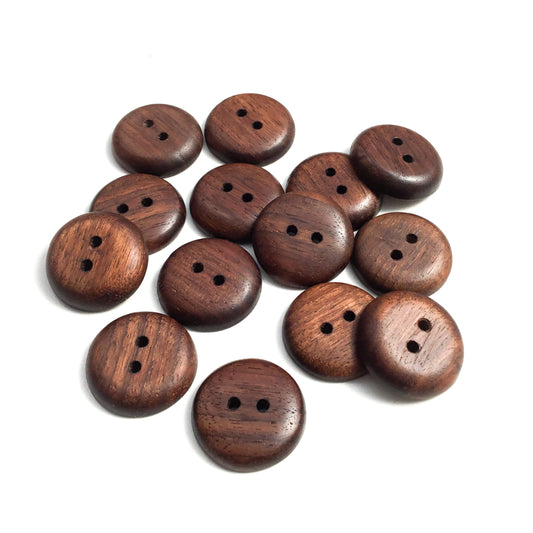 Polished Black Walnut Wood Buttons - 1"