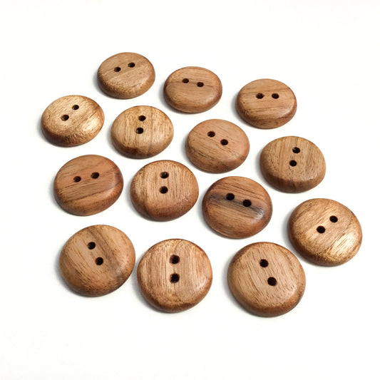 Polished Butternut Wood Buttons - 1"