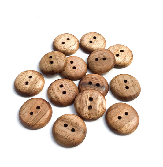 Polished Butternut Wood Buttons - 1"