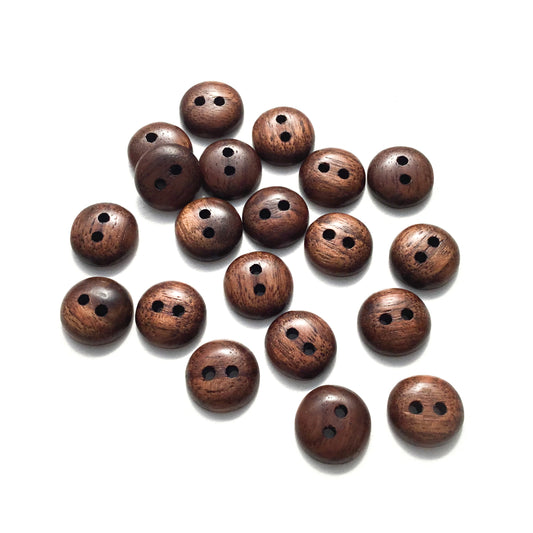 Polished Black Walnut Wood Buttons - 1/2”