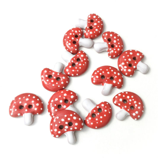 Red Mushroom Ceramic Button  3/4”