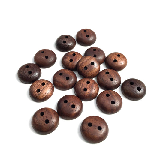 Polished Black Walnut Wood Buttons - 3/4”