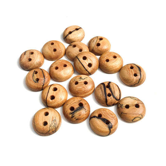 Polished Lightly Spalted American Elm Wood Buttons - 3/4”